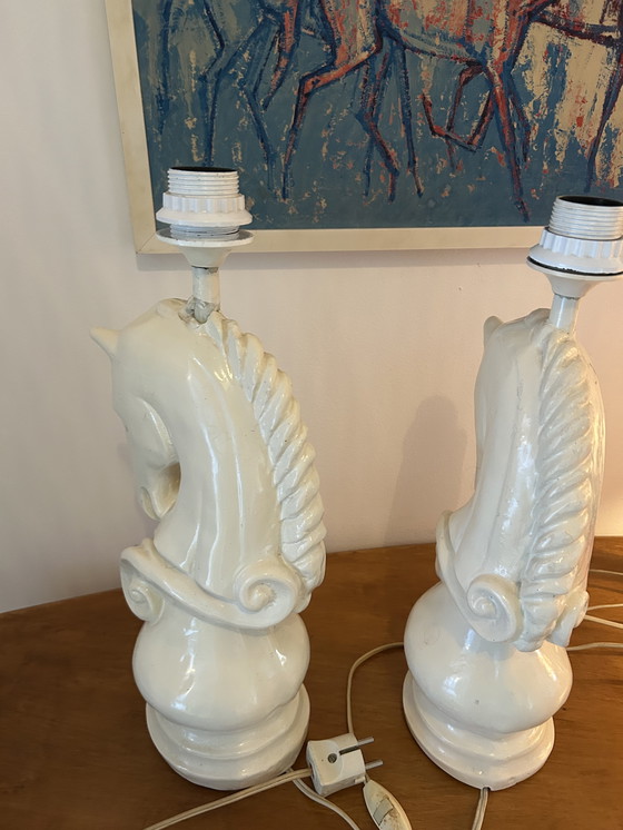 Image 1 of Set of table lamps, earthenware, horse head