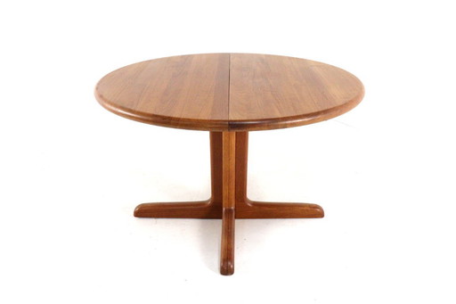 Danish Langeskov mobelfabrik round 2x extendable dining table vintage solid teak