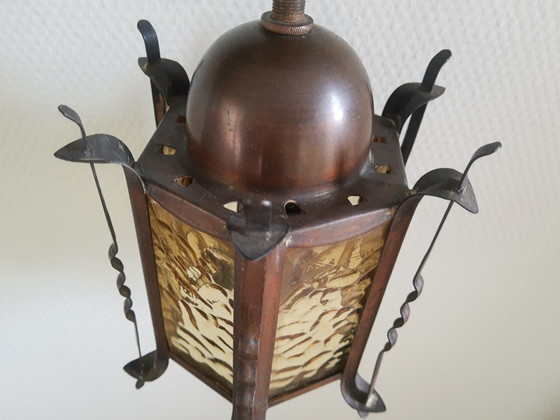 Image 1 of Art Deco Amsterdam School pagoda style pendant lamp, 20s-30s