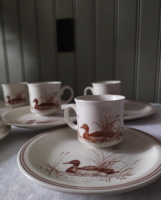 5 kleine vintage aardewerken bordjes en mokken met CHURCHILL eendjes. – Servies, Ceramic (photo 2 of 17)