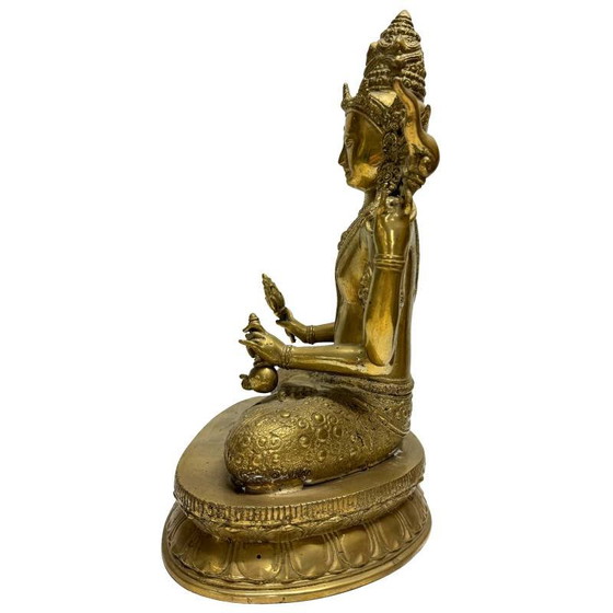 Avalokiteshvara – Bodhisattva Vajrayana de cuatro brazos en bronce dorado al fuego (Nepal, Newar) – lote 444 (photo 7 of 12)