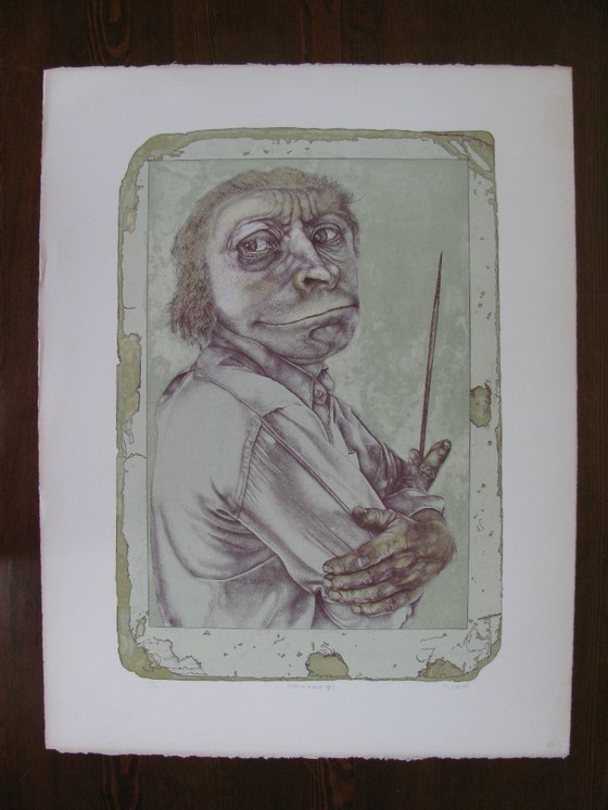 Image 1 of Reiner Schwarz, 'Myself as a Painting Monkey', Lithograph