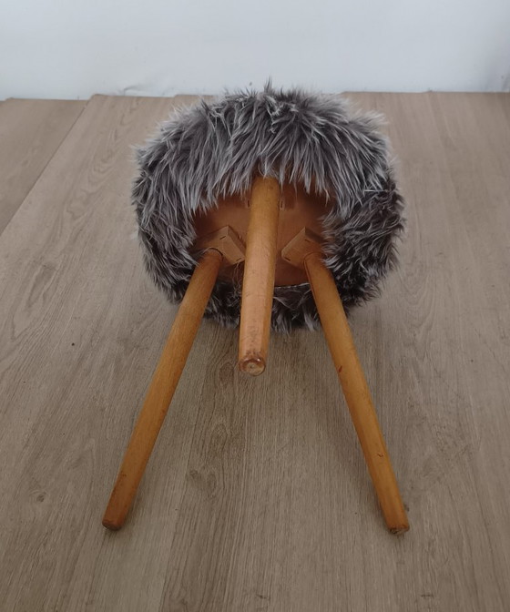 Tabouret Shaggy Années Cinquante – Textile, Bois (photo 6 of 7)