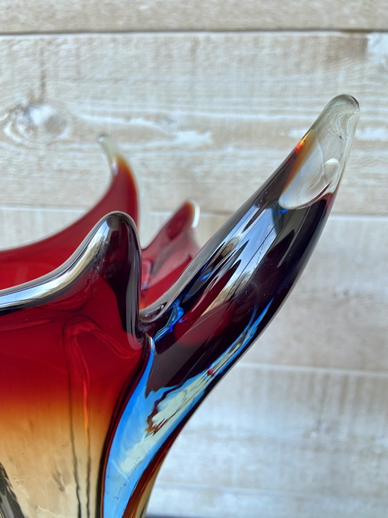 Image 1 of Grande vaso vintage in vetro di Murano Sommerso, nei colori rosso e blu cobalto, Italia, anni '60.