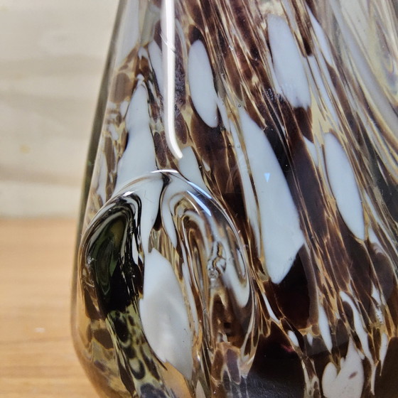 Image 1 of Vintage organic Murano glass vase, amber/white speckled Finger vase (pulled vase)