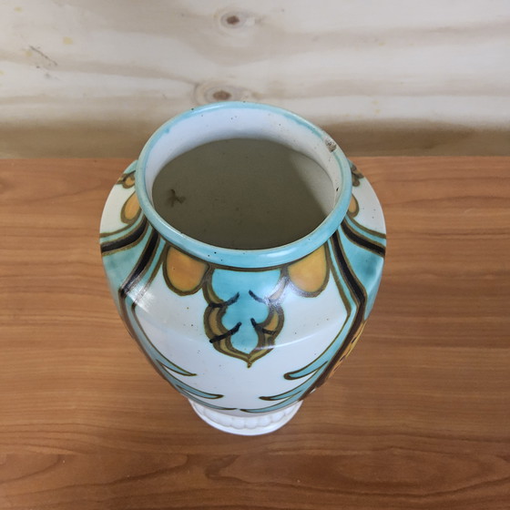 Image 1 of Antique Handmade Bohemian Art Deco Vase (Prague) Gouda Pottery Style (Prague Czech Republic)