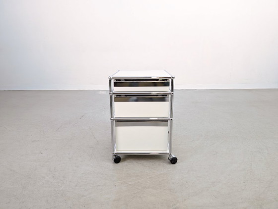 Image 1 of 7x USM Haller rolcontainer kantoorkast design wit Fritz Trolley