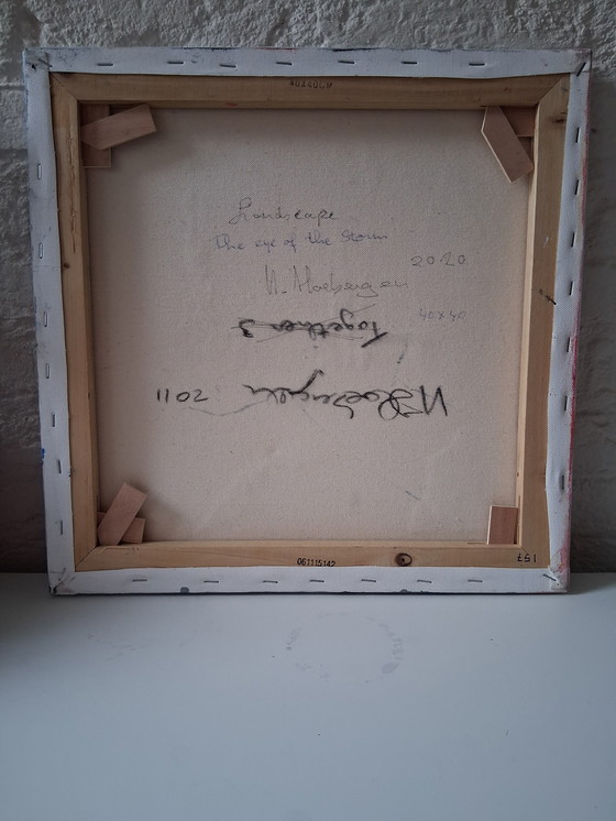 Image 1 of The Eye of the storm,gemengde techniek met veel structuur en collage,gemaakt in acryl,inkt,houtskool,pastel en collage