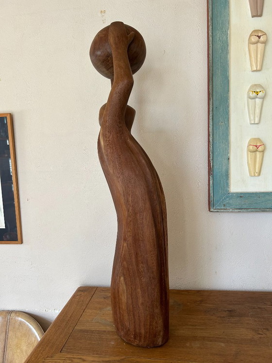 'Atlas' mit dem Globus, eigen werk, Dekorative Objekte, Holz, Beige, Modern (Foto 5 von 13)