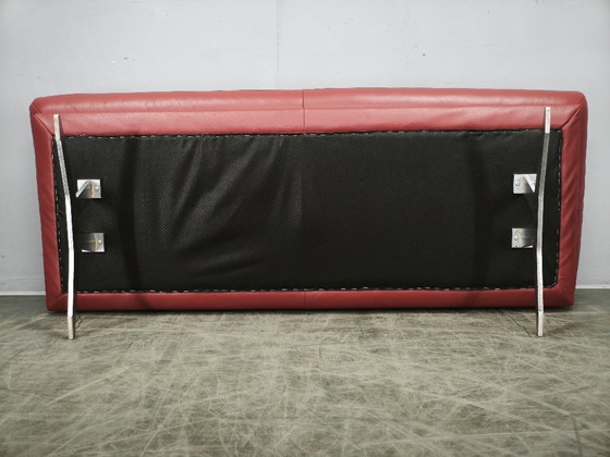 Image 1 of German Koinor Leather Bench with Brushed Stainless Steel Base 2020s