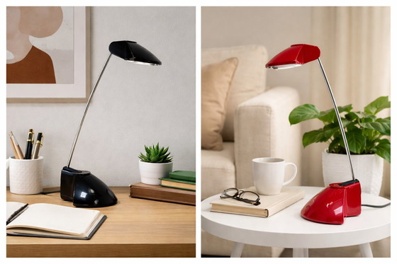 Image 1 of Set of Memphis Style Desk Lamps in Black and Red