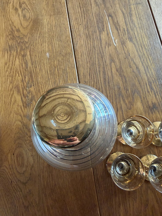 Image 1 of Vintage likeurset - retro karaf met 4 glaasjes 