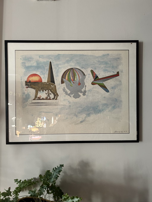 Lithographie originale numérotée de Franco Angeli