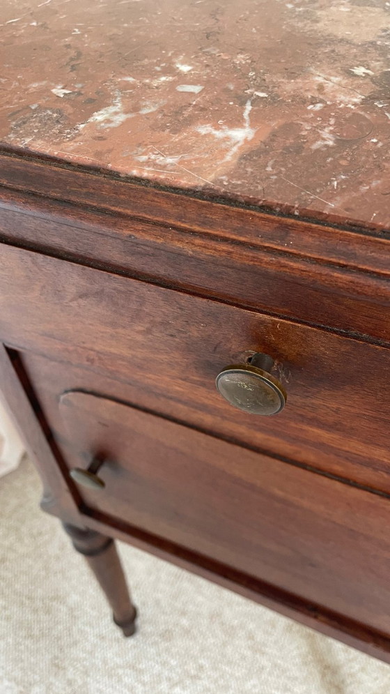 Image 1 of TABLE de Chevet Ancienne MARBRE et Bois