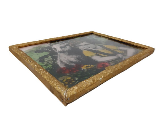 Image 1 of Stampa vintage con cornice - Ragazzo e cane