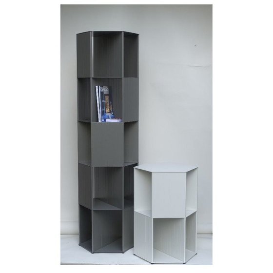 Image 1 of Hexagon di Nendo - libreria indipendente di design / divisorio, 178 cm grigio quarzo