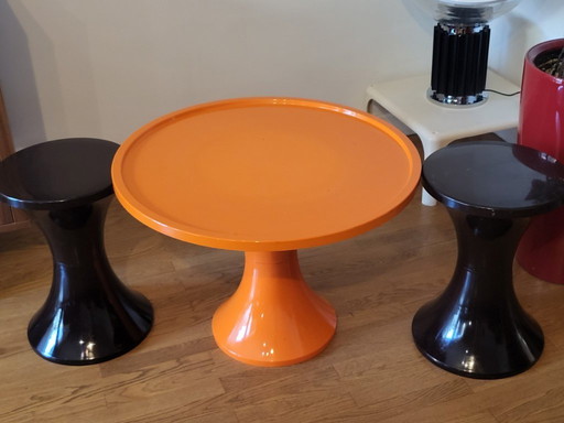 Tam Tam" Table and Stool Set Stamp Nurieux by Henry Massonnet France 1970