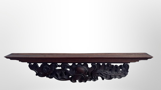 Image 1 of Estantería de pared de madera grande unidad de pared de madera tallada