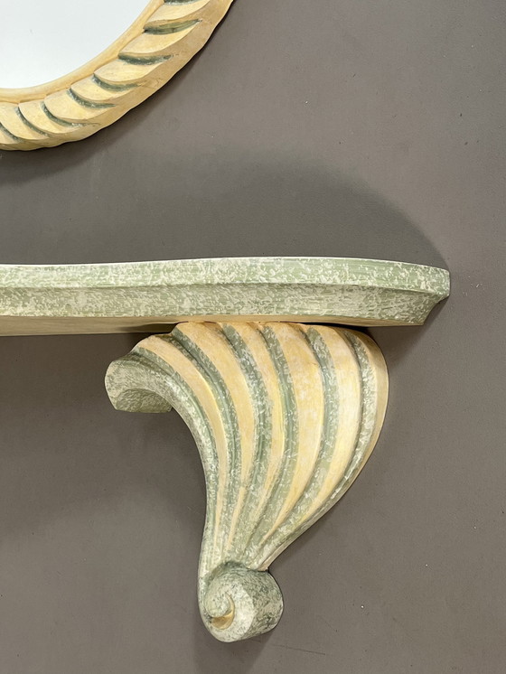 Image 1 of Italian Vintage Epoxy Large Mirror With Console