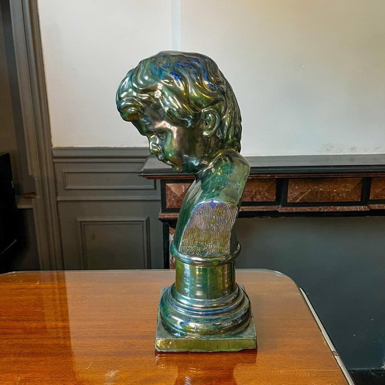 Buste van een jonge jongen in gezouten steengoed door Louis Gustave Cambier & Roger Guérin, 1925 (photo 11 of 21)