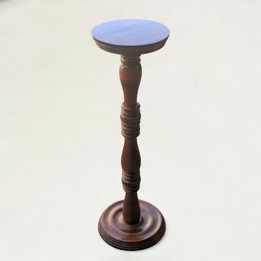 Rarity! Vintage solid wood flower column - hand-turned, classic Mid - Century style, plant table, unused