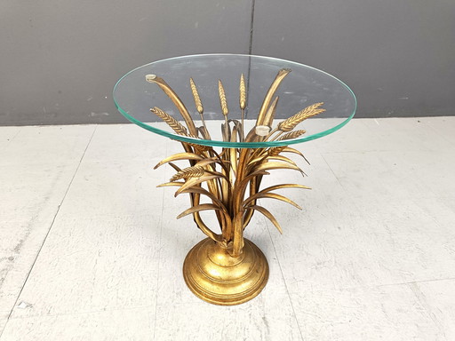 Vintage Gilt Metal Sheaf Of Wheat Side Table, 1960S  