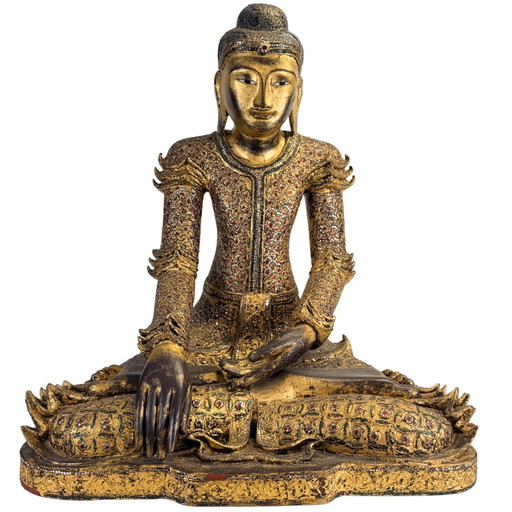 Buda Real de Mandalay – Mosaico Monumental de Thayo y Vidrio – Myanmar ca. 1900