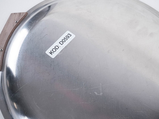 Image 1 of Plateau rond en acier inoxydable, design danois, années 1970, fabriqué au Danemark