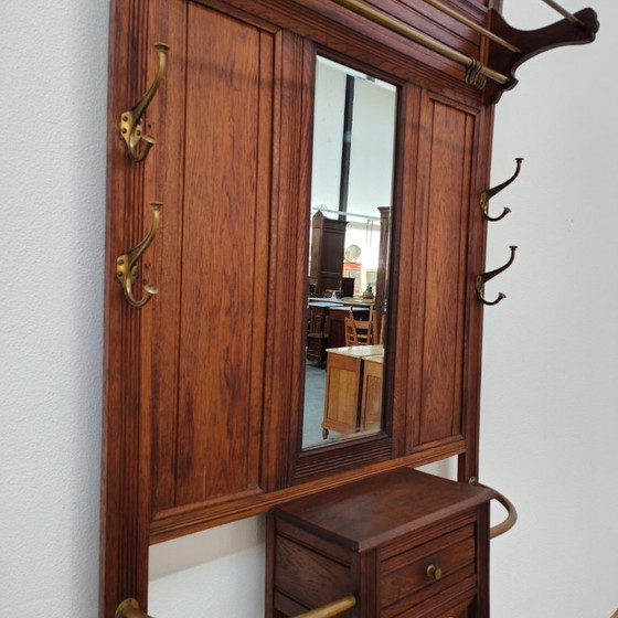 Image 1 of Antique hallway furniture, coat rack, free-standing coat rack with mirror