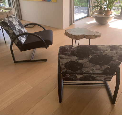 2x Hennie de Jong Cirkel fauteuils in Leolux stof, evt ook in combi 
