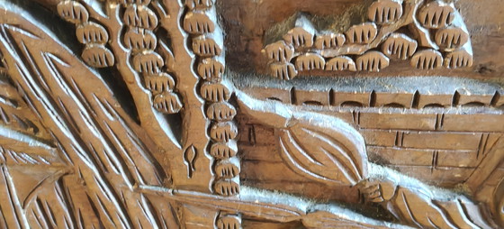 Image 1 of Antique Chinese chest with deep wood carving