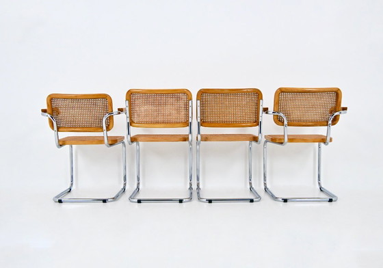 Image 1 of Eetkamerstoelen Stijl B32 van Marcel Breuer, Set van 4