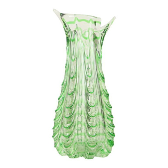 Image 1 of Large Green Glass Vase Murano