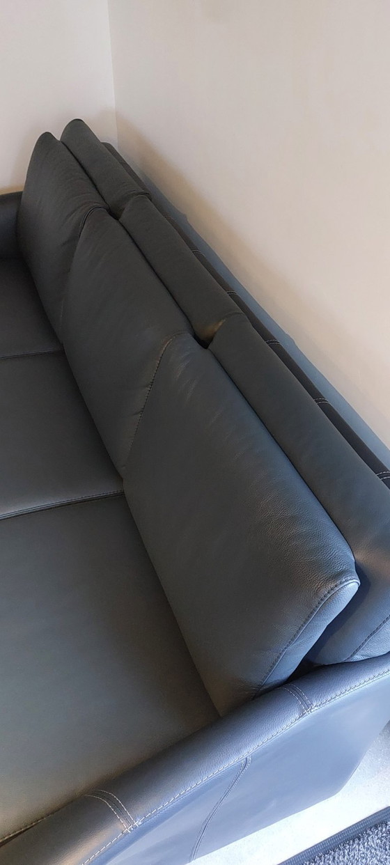 Image 1 of Elegante set da soggiorno in pelle a 3 posti + 2 posti – antracite