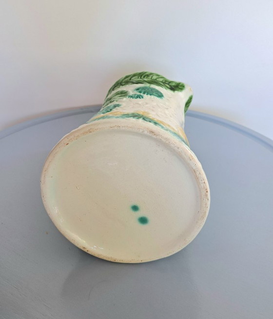 Image 1 of Salins Les Bains Schenkkan - Majolica Barbotine - 1960s - kastanje