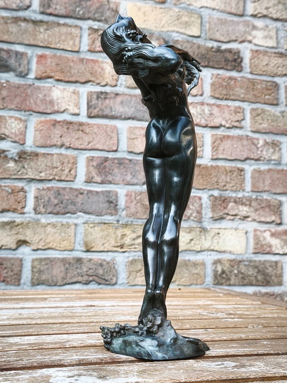 Art Deco Female Figure “The Vine”, after H. W. Frishmuth — 30 cm – Decorative Objects, Bronze (photo 4 of 7)