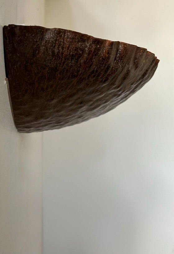 Image 1 of Paire d'appliques vintage, métal rouillé traité, France, 1980