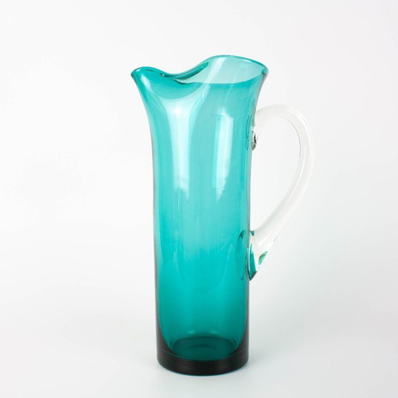 Jarra de cristal turquesa portuguesa de la década de 1960 – Vasos y jarras, Glass (photo 3 of 15)