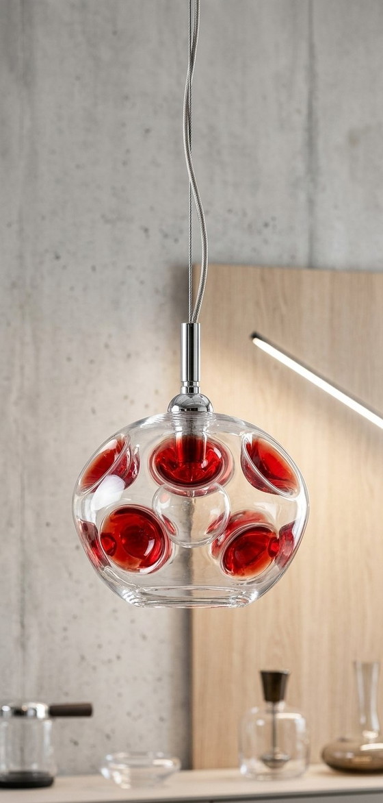 Image 1 of Lámpara colgante estilo era espacial, cristal de Murano original, altura ajustable.