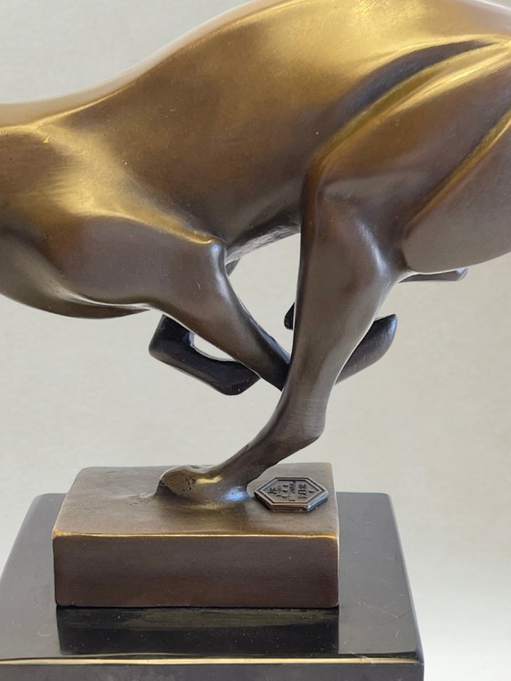 Image 1 of Sculpture Art Déco – Panthère en course - Bronze patiné – 19cm