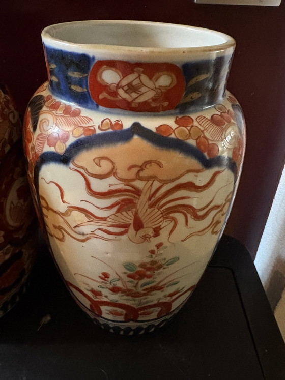 Set of Antique Japanese Imari Vases, 25cm High – Porcelain (photo 4 of 9)