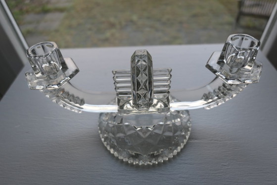 Image 1 of Art Deco Feigl & Morawetz pressed glass candlestick 2x