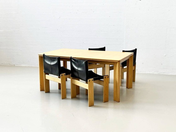 Image 1 of Set: 6 Stühle Modell Monk und Tisch von Afra und Tobia Scarpa für Molteni, 1973