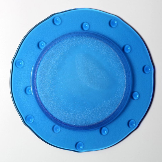 Image 1 of Vintage Cobalt Blue Glass Platter: Mid-Century Centerpiece, Borgonovo Italy