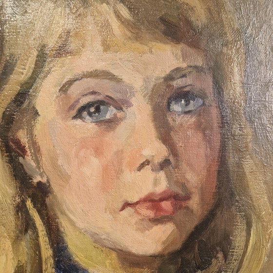 Image 1 of Óleo sobre lienzo Mari Trappeniers pintura antigua