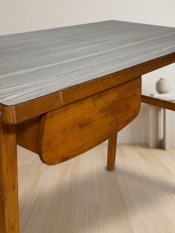 Writing Desk Mid-20th Century Wooden Desk, 90 × 49 × 73 cm (photo 5 of 8)