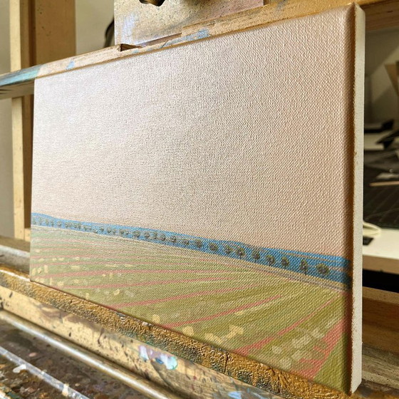 Image 1 of Blue Avenue, unique piece, painting, hand-painted one-of-a-kind, 30 x 20 cm, acrylic paint on canvas