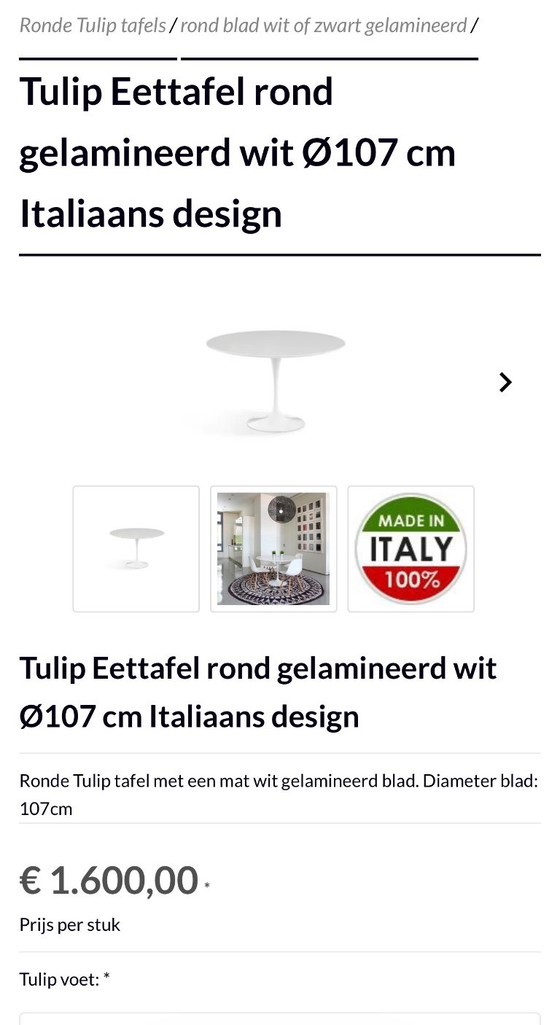 Saarinen Tulip Mesa de comedor 107 cm – Mesas de comedor, Metal, lamine (photo 7 of 7)