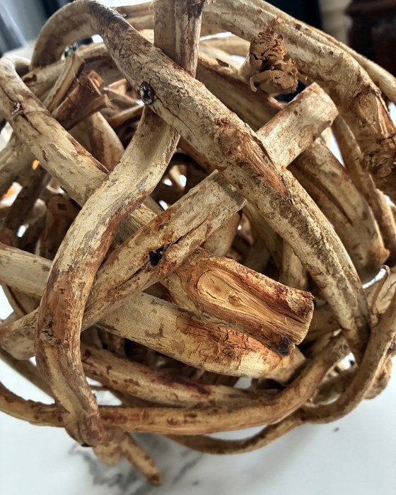 Image 1 of XL-bol van gevlochten wijnrankenhout, 33 cm