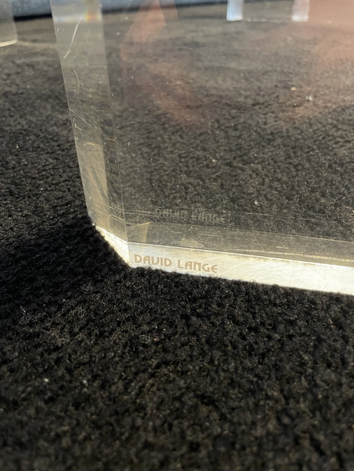 David Lange Lucite and Glass Coffee Table